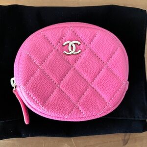 Chanel Pink Zippered Round Pouch